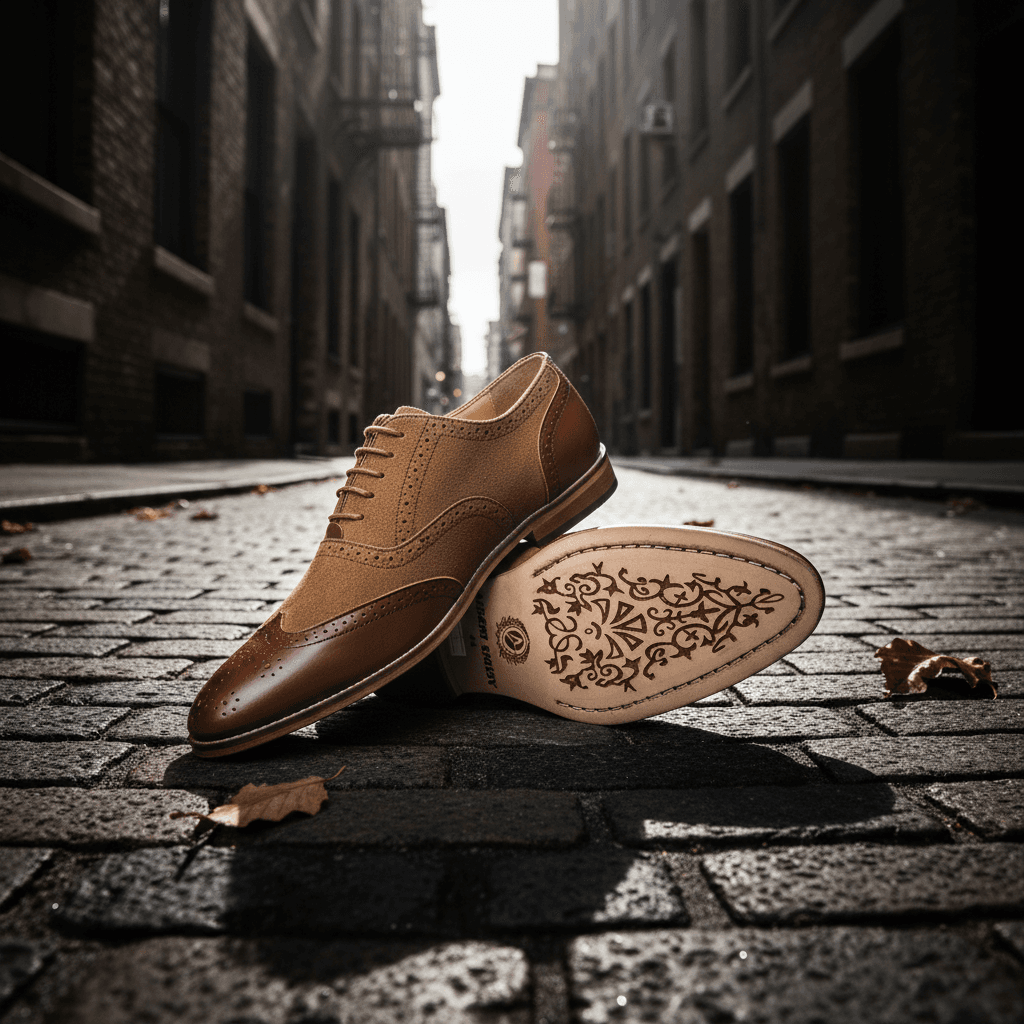 Tan Suede & Leather Brogue Oxford Shoes