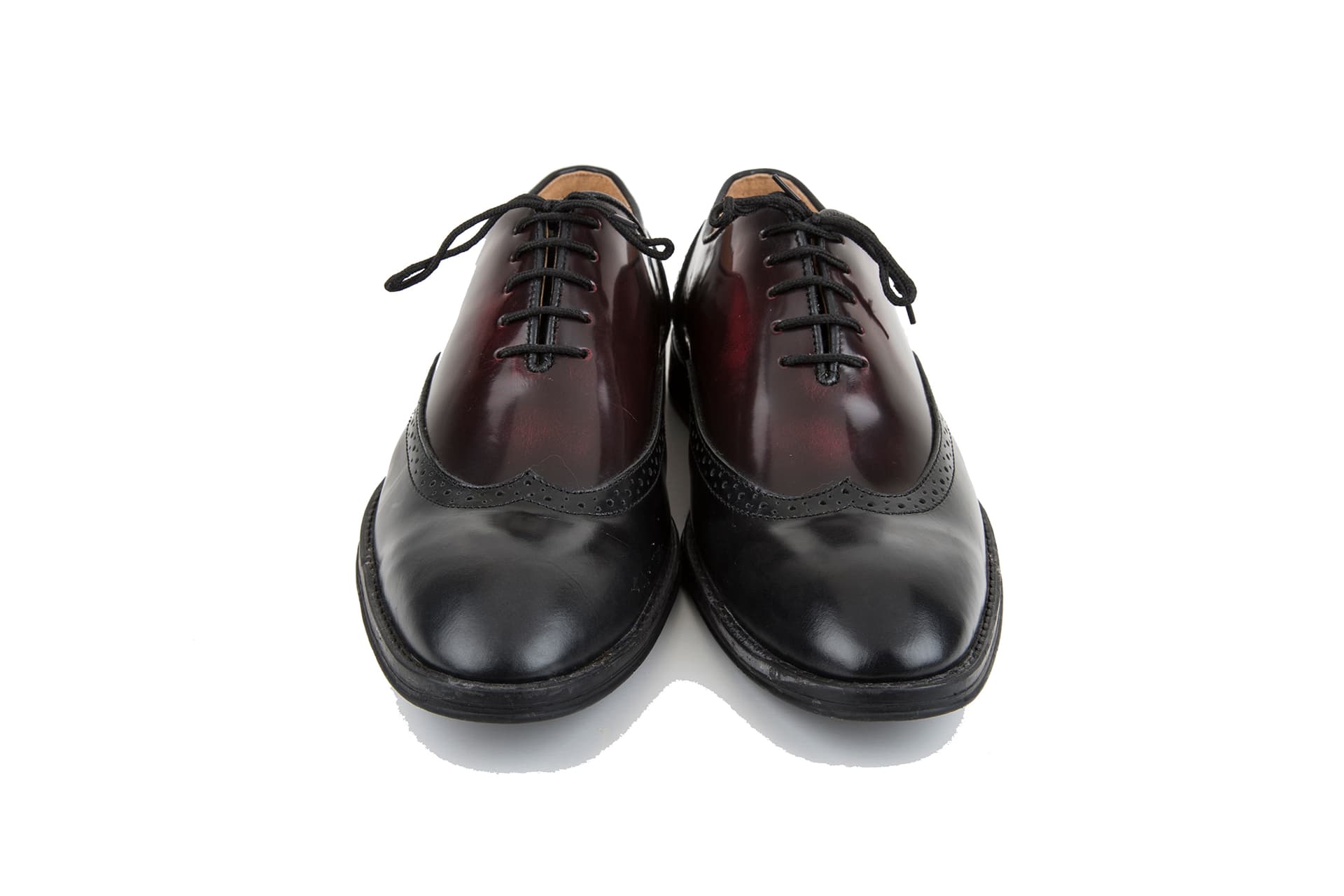 Black & Burgundy Two-Tone Oxford Brogue Shoes
