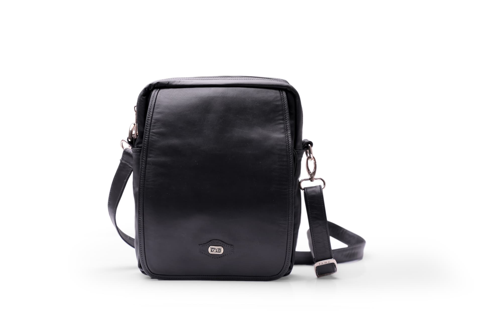 Black Leather Compact Crossbody Purse